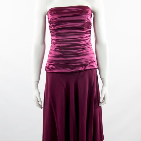 NICOLE MILLER Silk Burgundy Strapless Dress Cocktail Party Sz 8 - Picture 3 of 5